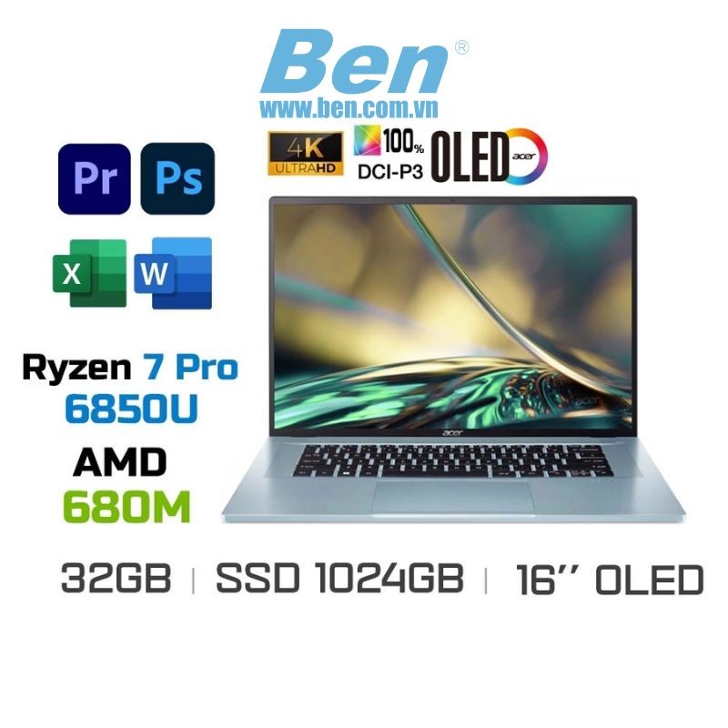 Laptop Acer Swift Edge SFA16-41-R9WB ( NX.KD7SV.001 ) | Flax White | AMD Ryzen 7 PRO 6850U | RAM 32GB | 1TB SSD | AMD Radeon Graphics | 16 inch WQUXGA 60Hz | Win 11Pro | 1Yr