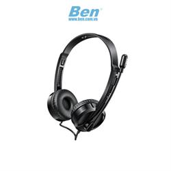 Tai nghe có dây chụp tai Rapoo-H100 (Đen) Jack 3.5mm ( kèm jack chuyển đổi sang 2 jack 3.5mm )