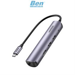 Bộ chuyển đổi USB-C sang 2*USB 3.0 + HDMI + RJ45 Ugreen 10919 Bộ chuyển đổi USB-C sang 2*USB 3.0 + HDMI + RJ45 Ugreen 10919