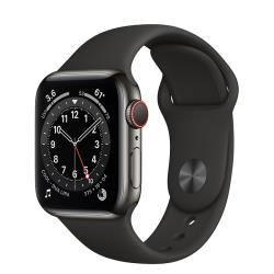 Đồng hồ thông minh Apple Watch Series 6 44mm (4G) Viền Thép - Dây Cao Su Đen