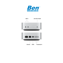 Máy tính để bàn Apple Mac Mini 2024 | Bạc | M4 Chip | 10-Core CPU |10-Core GPU | 24GB RAM | 512GB SSD | Mac OS | 1Yr (Z1CF)