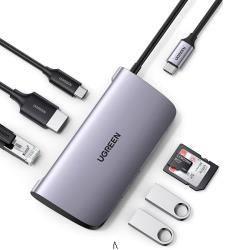 Bộ chuyển đổi Ugreen 50852 USB Type-C sang HDMI, Lan, USB 3.0, SD/TF