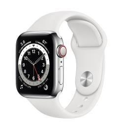 Đồng hồ thông minh Apple Watch Series 6 40mm (4G) Viền Thép Bạc - Dây Cao Su Trắng