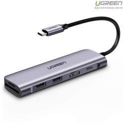  Thiết bị mở rộng  USB type-C to HDMI/Hub USB 3.0/SD/TF hỗ trợ sạc cổng USB-C chính hãng Ugreen 70411