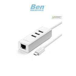 Cáp USB Type C ra 3 cổng USB 2.0 hỗ trợ Lan 10/100Mbps chính hãng Ugreen UG-20792 cao cấp