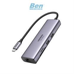 Bộ chuyển đổi USB Type-C sang HDMI+SD+TF+2 cổng USB 3.0+RJ45 Ugreen 90568