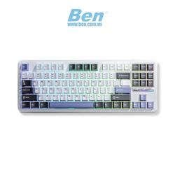 Bàn phím cơ AULA F87 3 mode Trắng xám (TypeC + 2.4G + Bluetooth, Grey wood switch, led RGB)