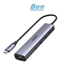 Hub chuyển đổi 5 in 1 USB Type-A ra Lan 1000Mbps Kèm HUB 3 Cổng USB 3.0 Ugreen 60554 cao cấp Hub chuyển đổi 5 in 1 USB Type-A ra Lan 1000Mbps Kèm HUB 3 Cổng USB 3.0 Ugreen 60554 cao cấp