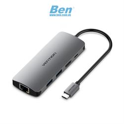 Bộ chuyển đổi từ TypeC sang TypeC Charging + HDMI 4K + LAN + 2*USB 3.0 Vention CMAHA